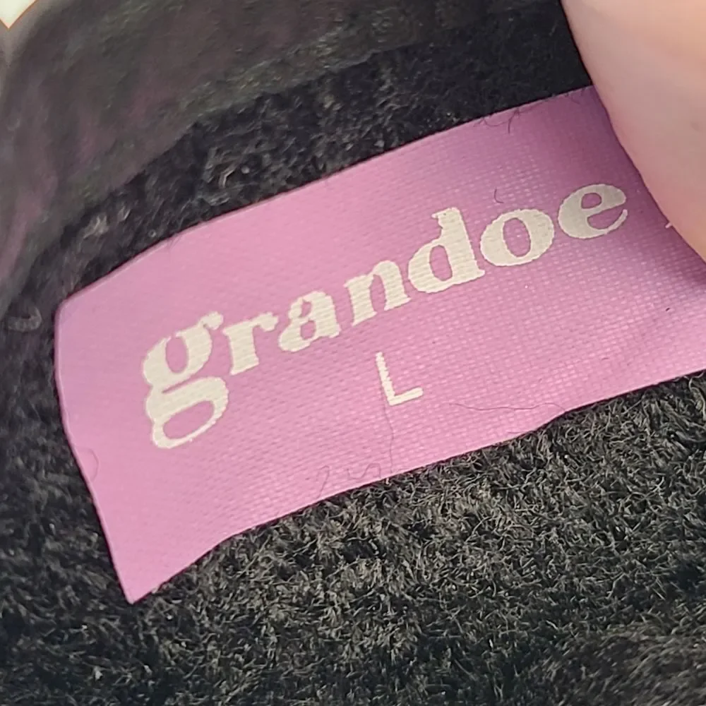 NWT Vintage Grandoe Womens Black Leather Gloves L